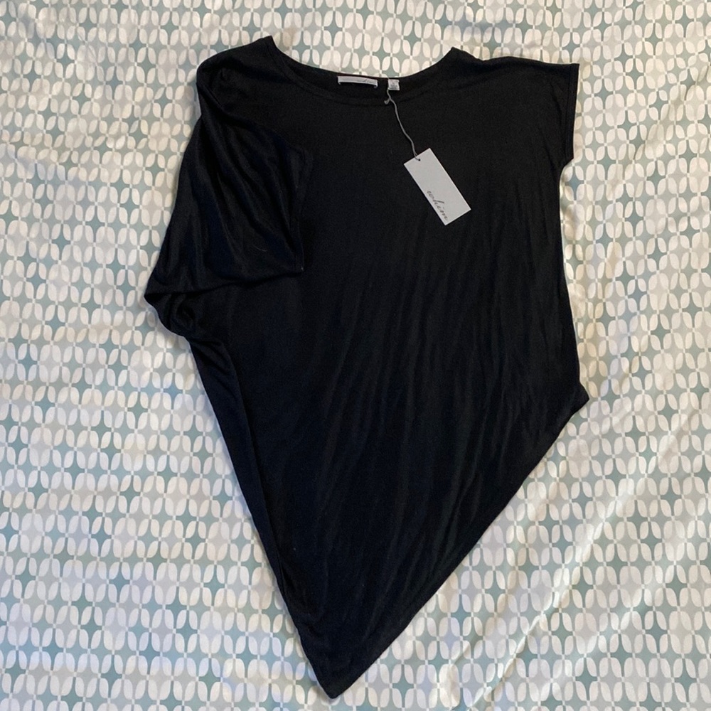 Black Assymetrical Drapey Tee